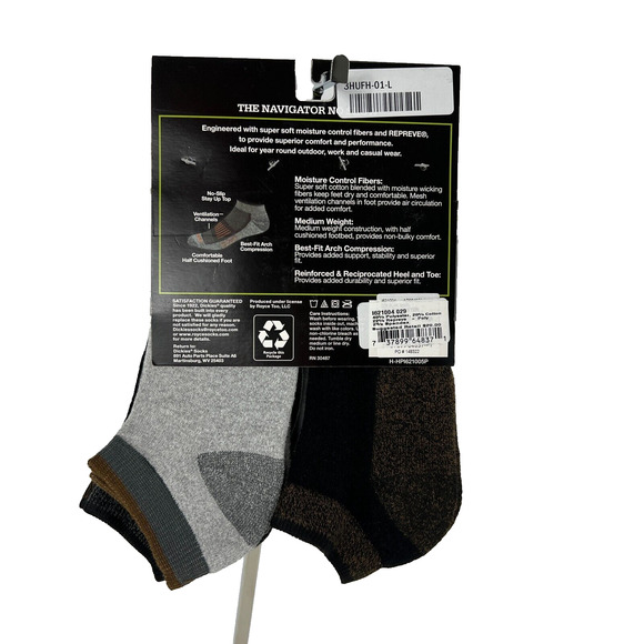 NEW Dickies Men Performance-Outdoor No-Show Socks 6 Pairs Sz 6-12 Black Assorted - Picture 3 of 16